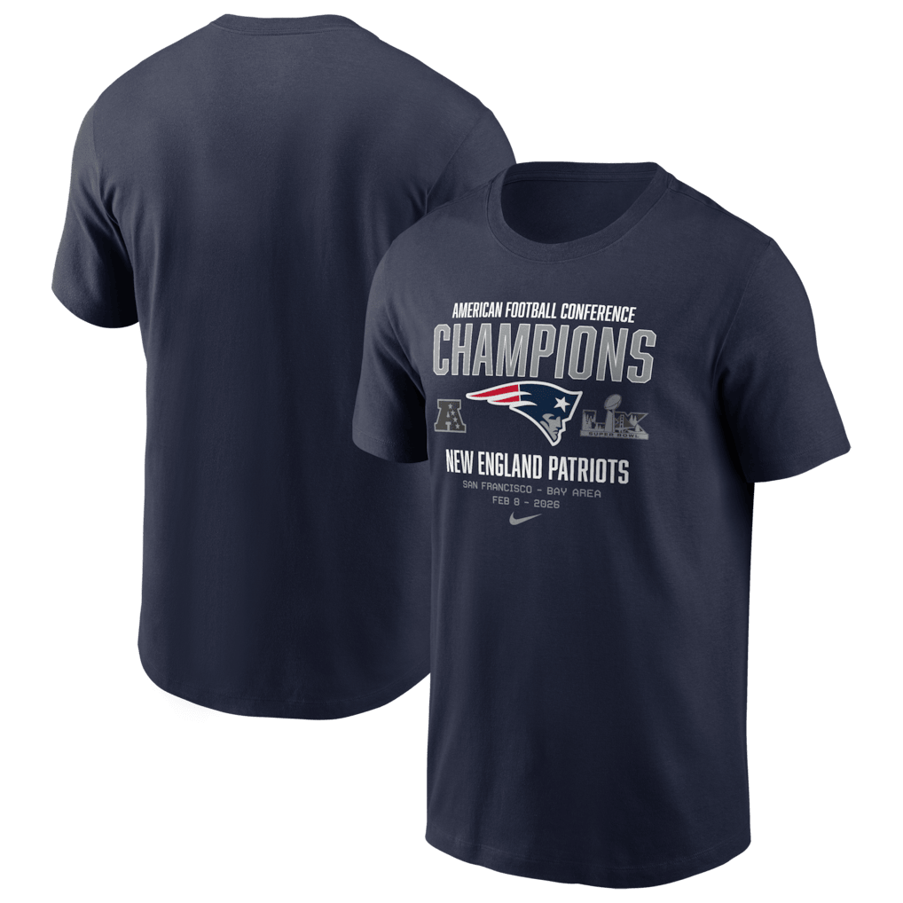New England Patriots 2025 AFC Champions Team Nation T-Shirt - Navy