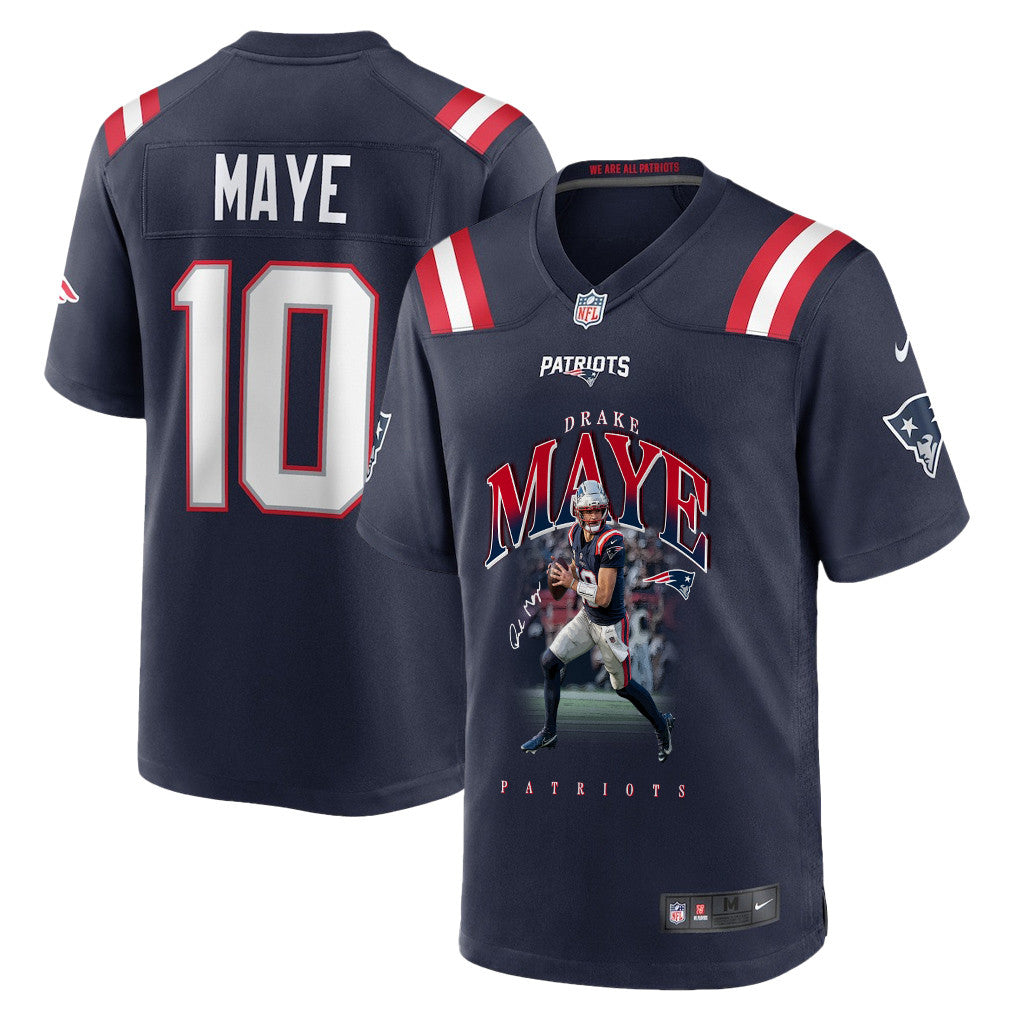 Drake Maye 10 New England Patriots Super Bowl LX Future Legend Men Jersey – Navy