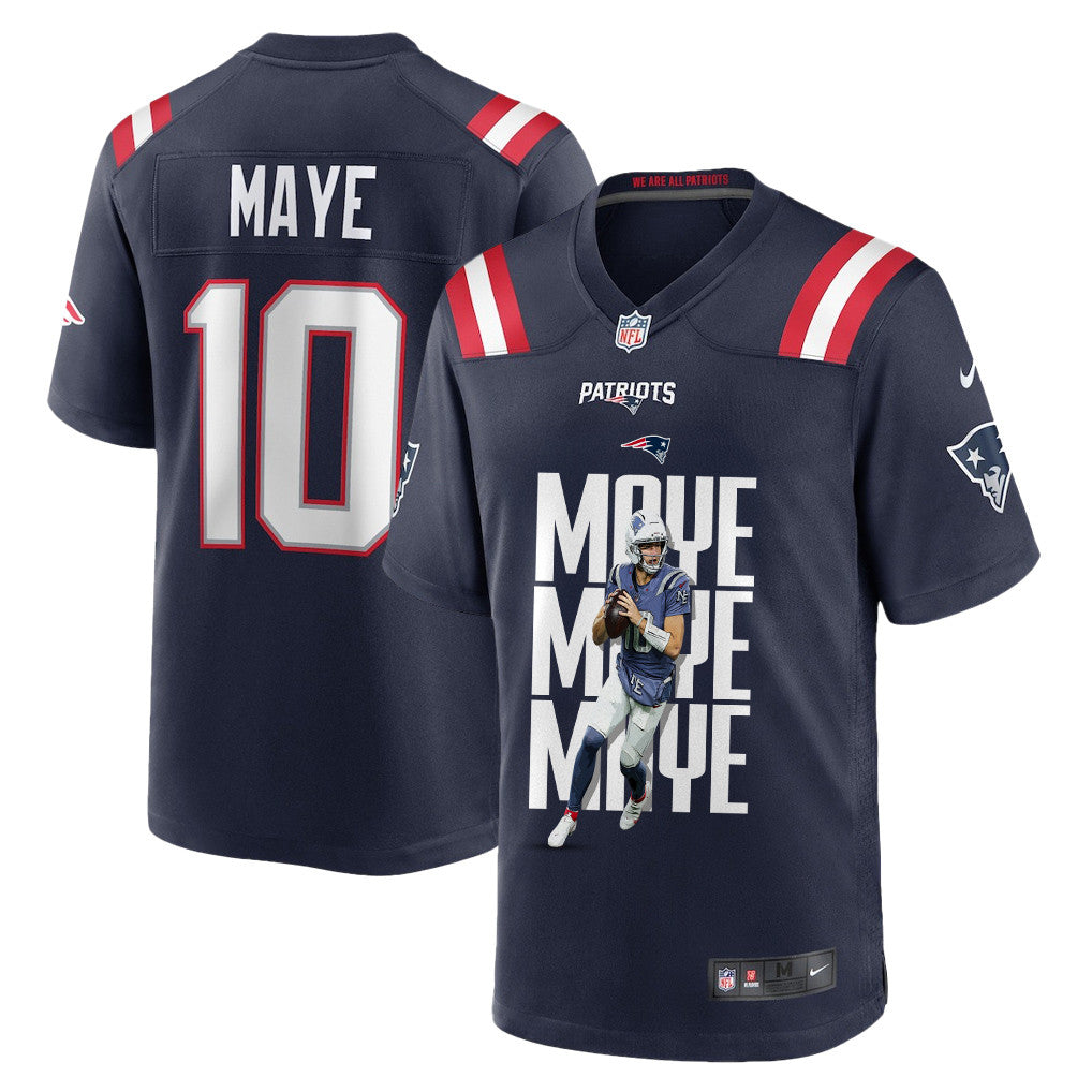 Drake Maye 10 New England Patriots Super Bowl LX Leadership Edition Men Jersey – Navy