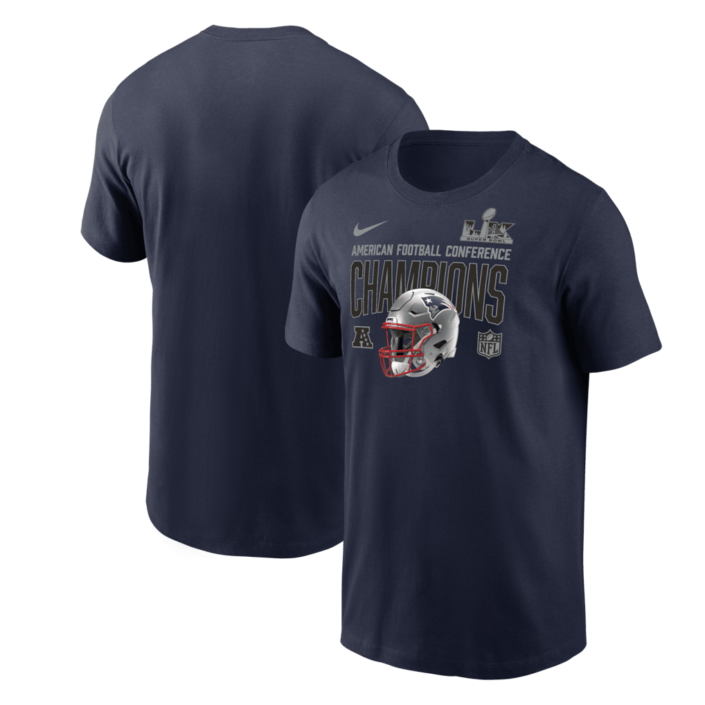 New England Patriots 2025 AFC Champions Glory Shield T-Shirt - Navy