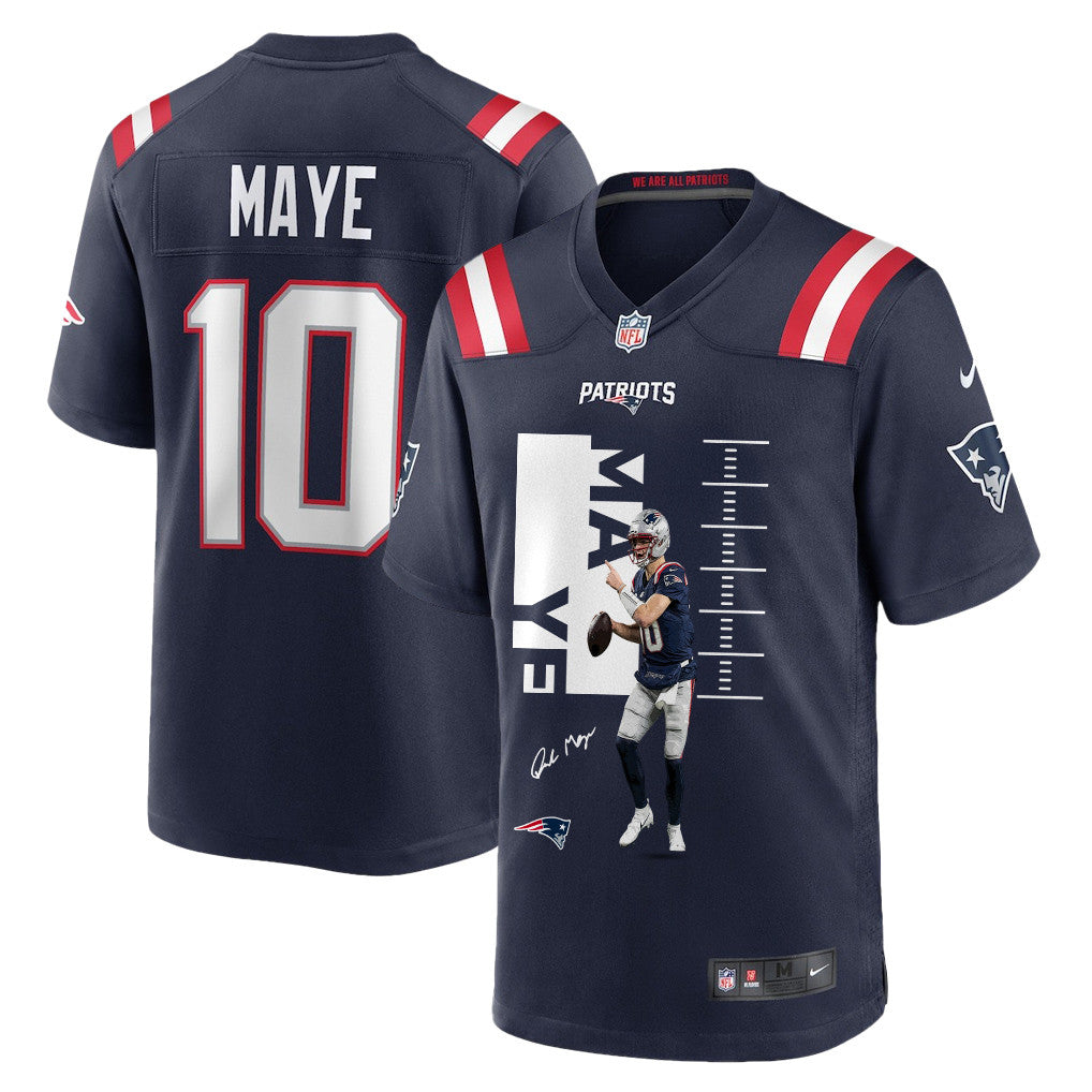 Drake Maye 10 New England Patriots Super Bowl LX Elite Performer Men Jersey – Navy