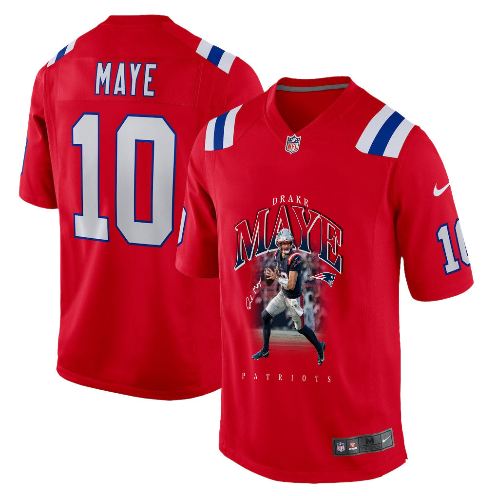 Drake Maye 10 New England Patriots Super Bowl LX Future Legend Men Jersey – Red