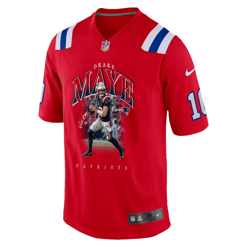 Drake Maye 10 New England Patriots Super Bowl LX Future Legend Men Jersey – Red