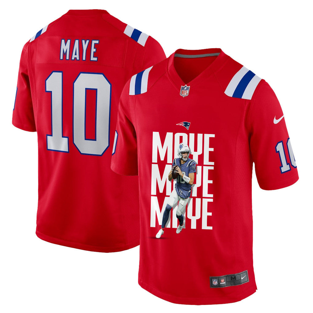 Drake Maye 10 New England Patriots Super Bowl LX Leadership Edition Men Jersey – Red