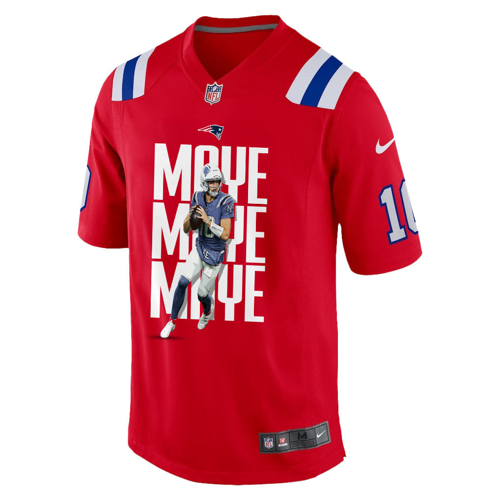 Drake Maye 10 New England Patriots Super Bowl LX Leadership Edition Men Jersey – Red