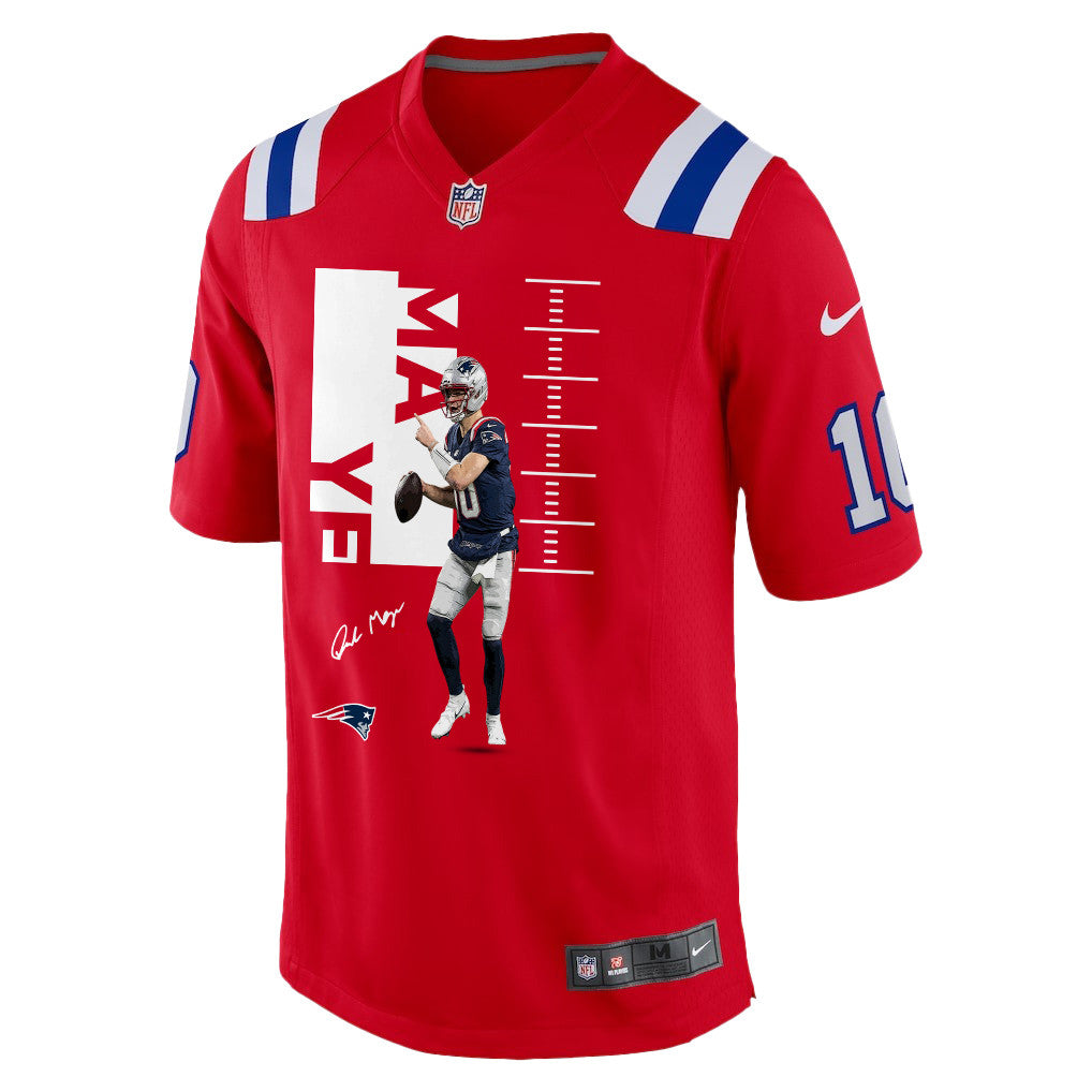Drake Maye 10 New England Patriots Super Bowl LX Elite Performer Men Jersey – Red