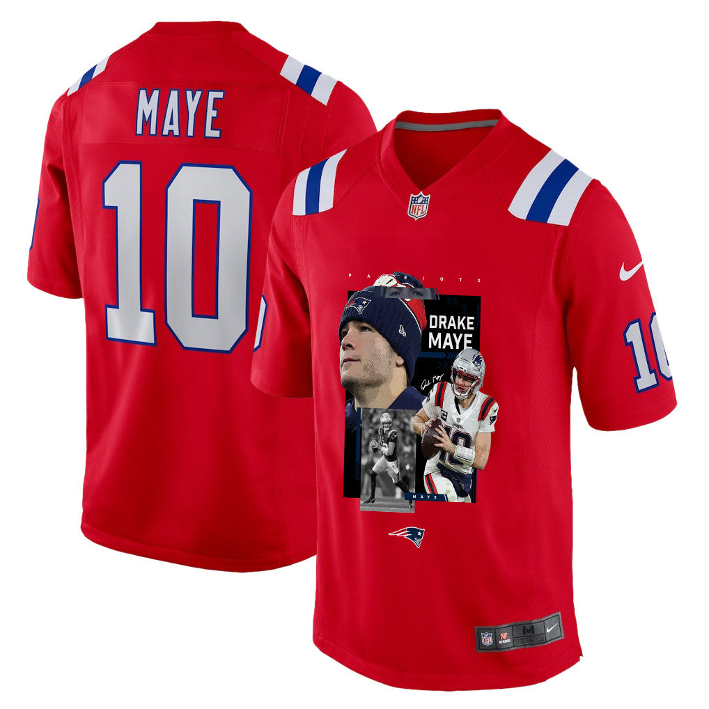 Drake Maye 10 New England Patriots Super Bowl LX Championship Run Men Jersey – Red