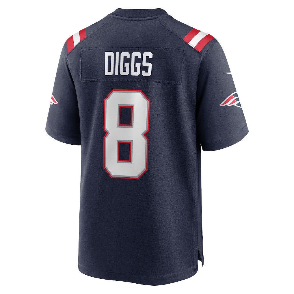 Stefon Diggs 8 New England Patriots Super Bowl LX Star Wide Receiver Men Jersey - Navy