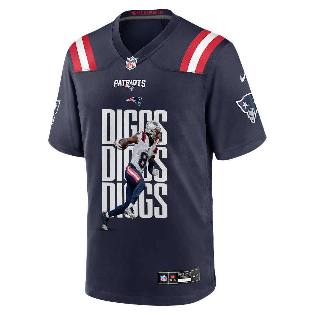 Stefon Diggs 8 New England Patriots Super Bowl LX All-Pro Caliber Men Jersey - Navy