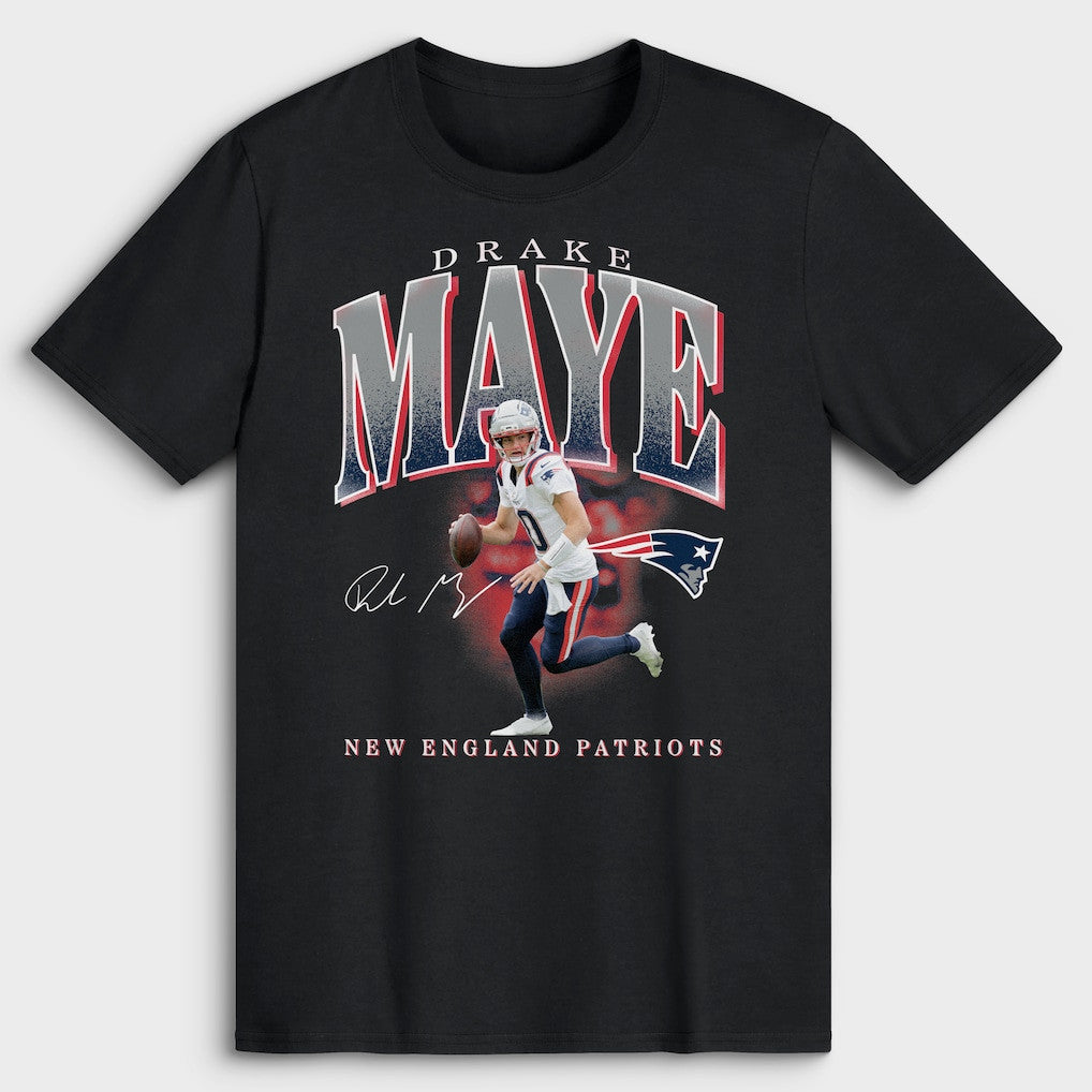 Drake Maye 10 New England Patriots T-Shirt - Black