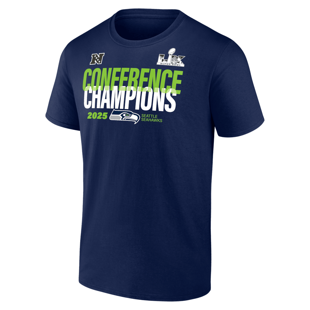 Seattle Seahawks 2025 NFC Champions Right Side Draw T-Shirt - College Navy