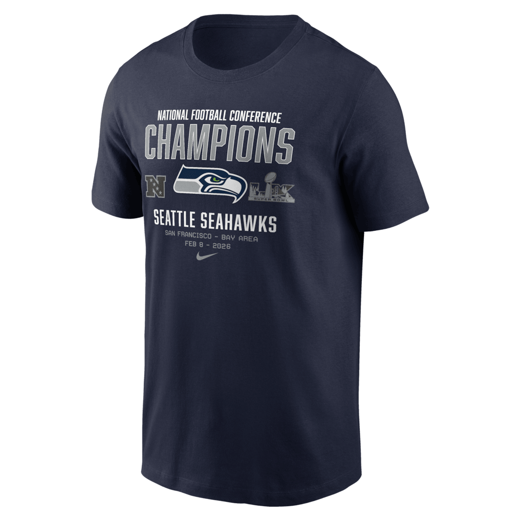 Seattle Seahawks 2025 NFC Champions Team Nation T-Shirt - College Navy