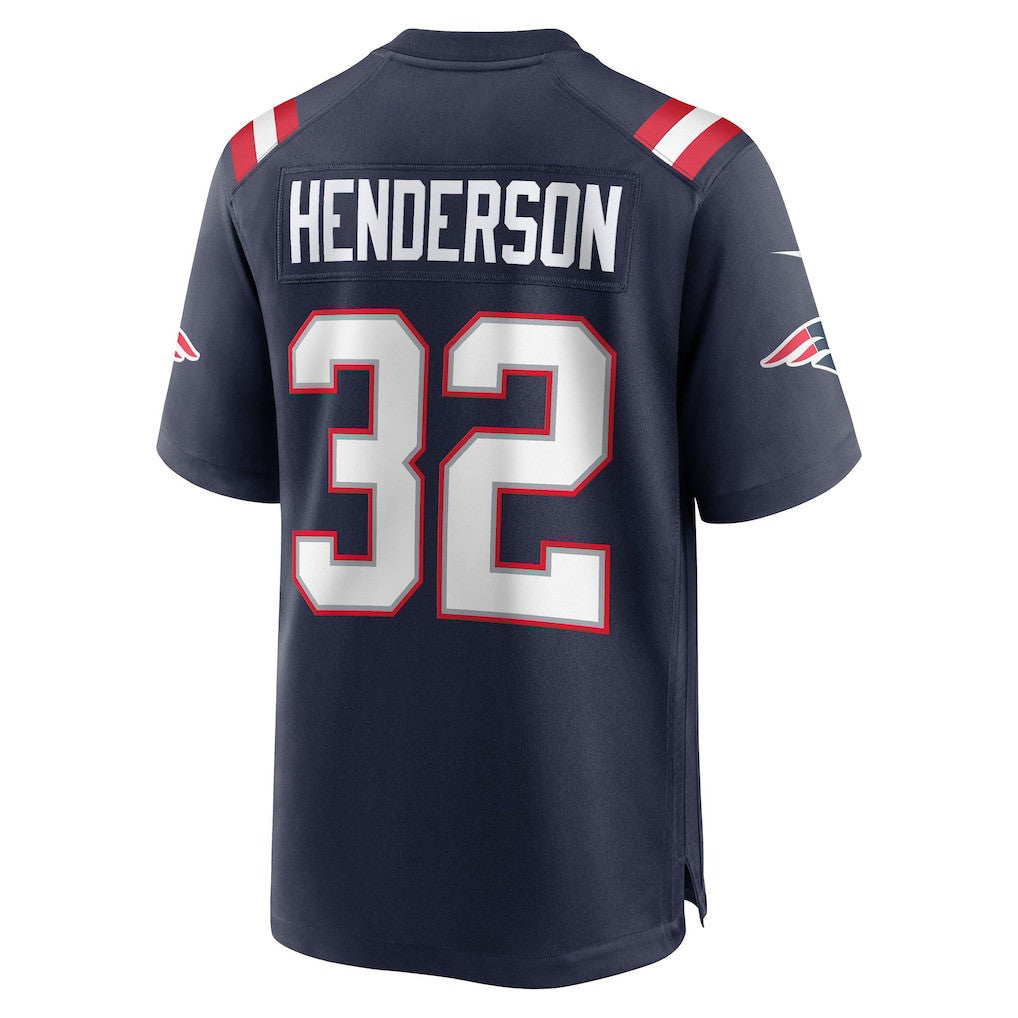 TreVeyon Henderson 32 New England Patriots Super Bowl LX Explosive Talent Men Jersey – Navy