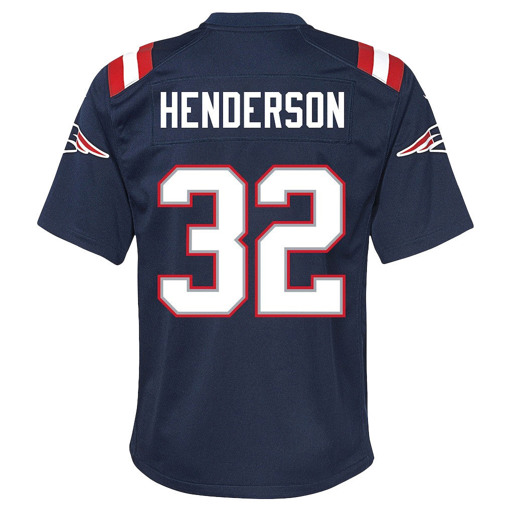 TreVeyon Henderson 32 New England Patriots Super Bowl LX Must-Have Champion Men Jersey – Navy