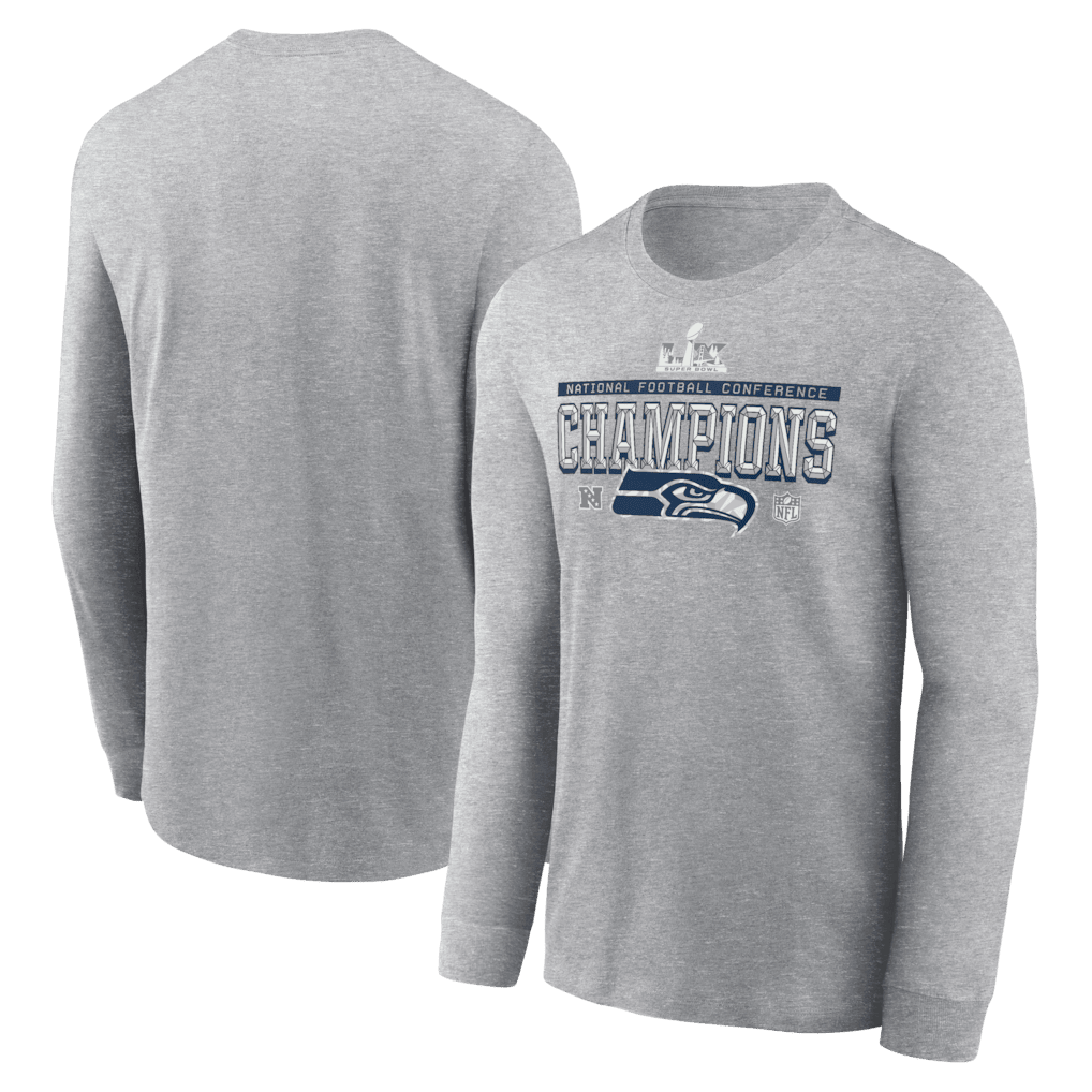 Seattle Seahawks 2025 NFC Champions Collection Long Sleeve T-Shirt - Heather Gray