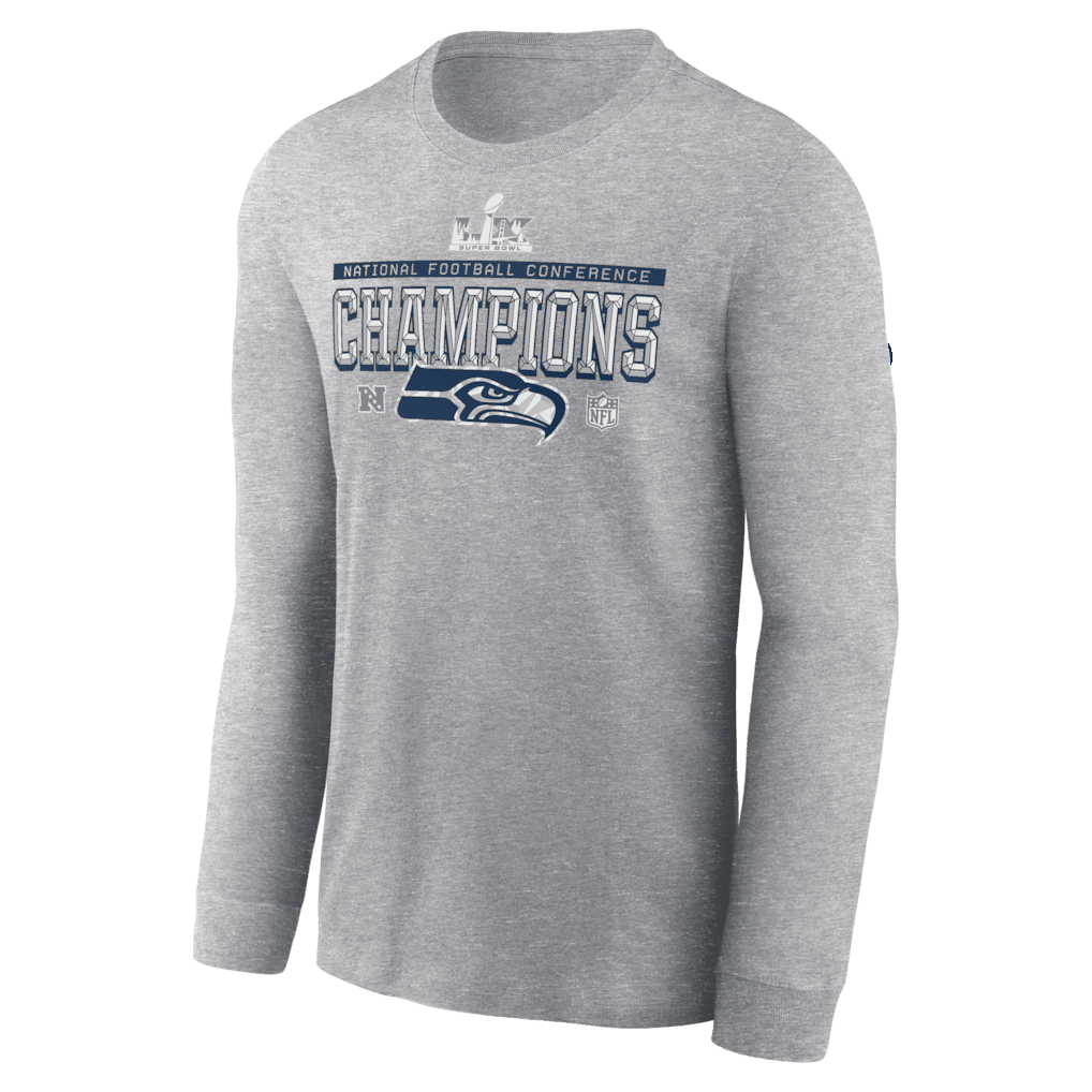 Seattle Seahawks 2025 NFC Champions Collection Long Sleeve T-Shirt - Heather Gray
