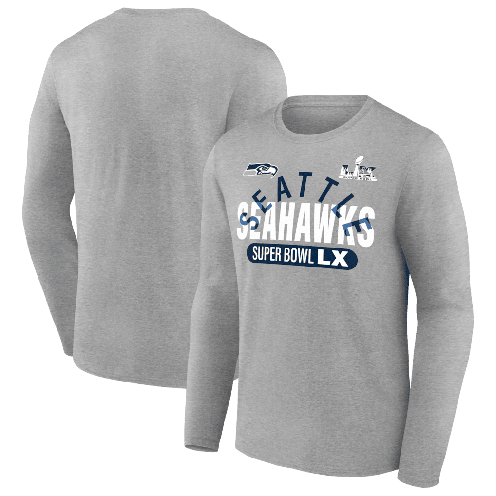 Seattle Seahawks Super Bowl LX Game Plan Long Sleeve T-Shirt - Gray