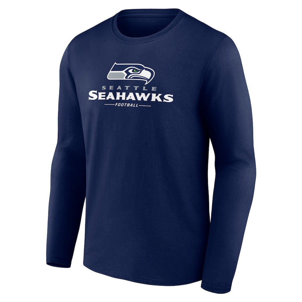 Seattle Seahawks Logo Team Lockup Long Sleeve T-Shirt - Navy