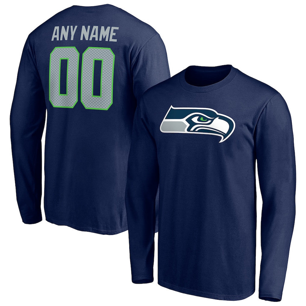 Seattle Seahawks Team Authentic Personalized Long Sleeve T-Shirt - Navy