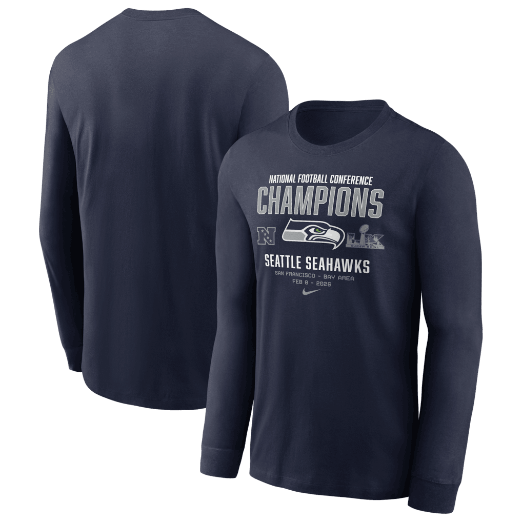 Seattle Seahawks 2025 NFC Champions Team Nation Long Sleeve T-Shirt - College Navy