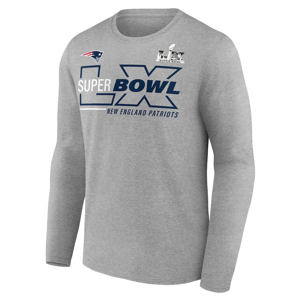 New England Patriots Super Bowl LX Roster Long Sleeve T-Shirt - Heather Gray