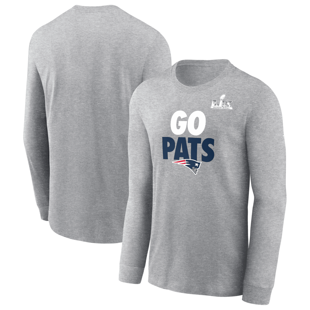 New England Patriots Super Bowl LX Fast As Fast Gets Long Sleeve T-Shirt - Heather Gray