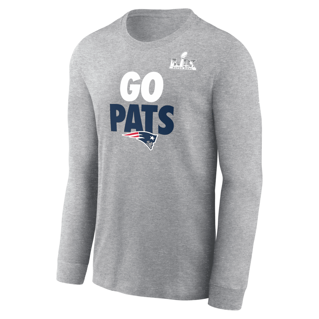 New England Patriots Super Bowl LX Fast As Fast Gets Long Sleeve T-Shirt - Heather Gray