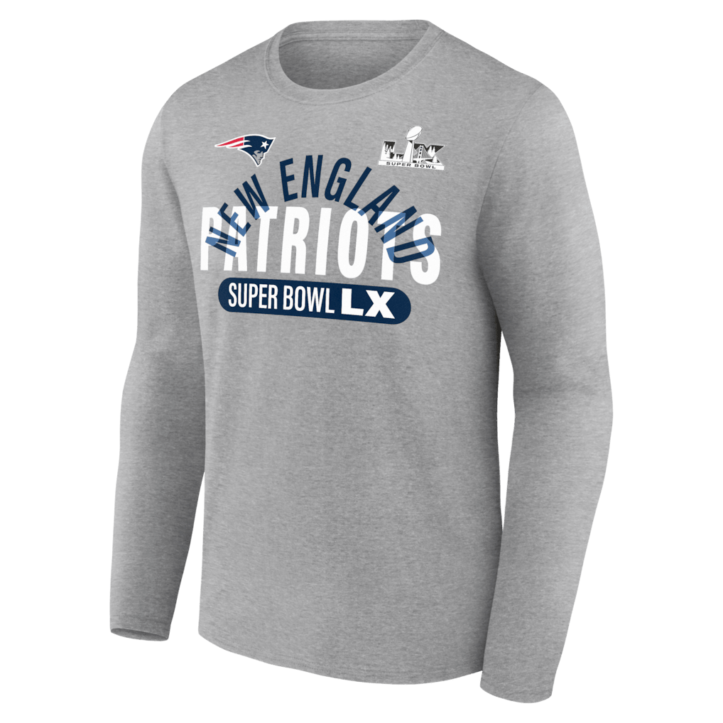 New England Patriots Super Bowl LX Game Plan Long Sleeve T-Shirt - Gray