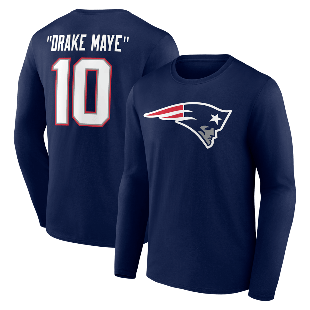 Drake Maye New England Patriots Nickname Long Sleeve T-Shirt - Navy