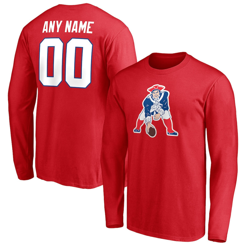 New England Patriots Team Logo Personalized Long Sleeve T-Shirt - Red