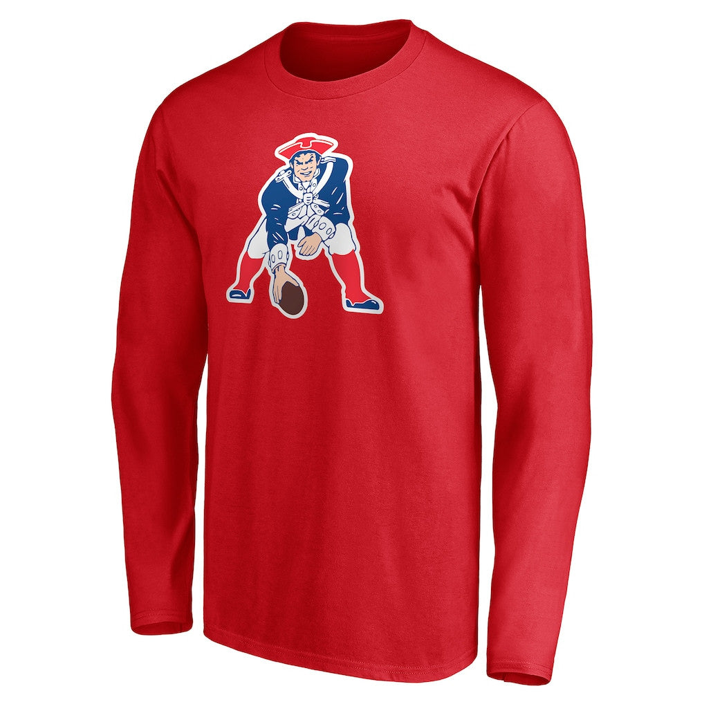 New England Patriots Team Logo Personalized Long Sleeve T-Shirt - Red