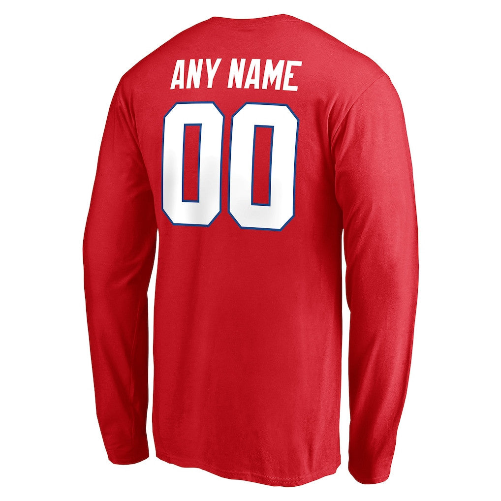 New England Patriots Team Logo Personalized Long Sleeve T-Shirt - Red
