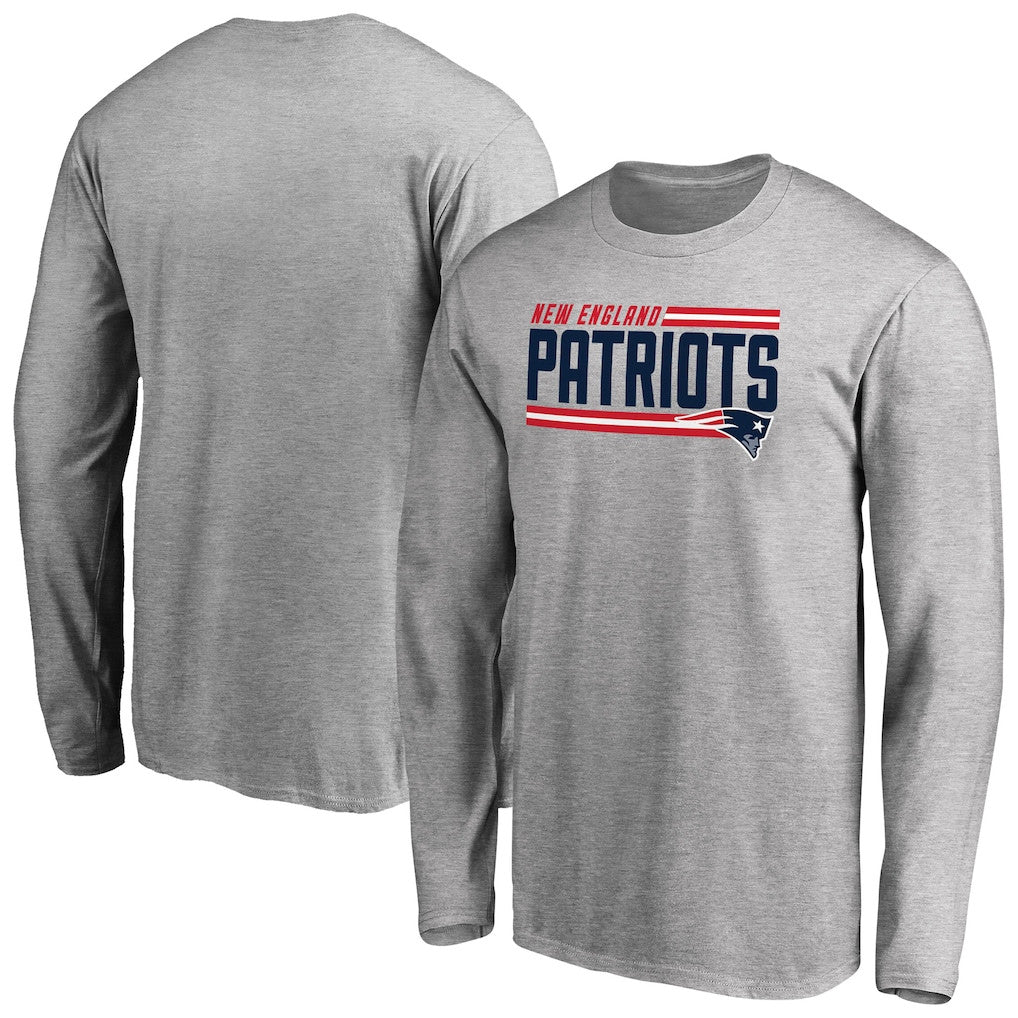New England Patriots Iconic Collection On Side Stripe Long Sleeve T-Shirt - Ash