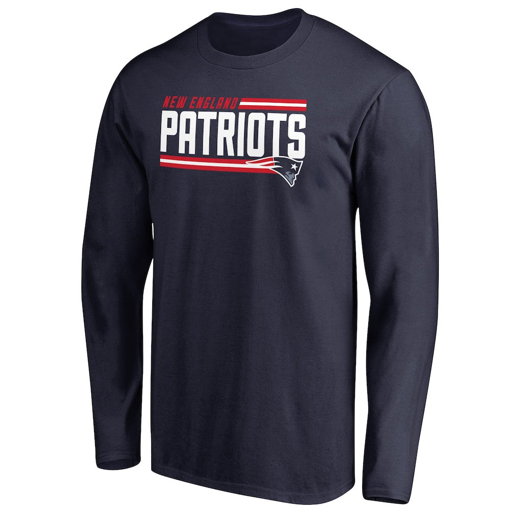 New England Patriots Iconic Collection On Side Stripe Long Sleeve T-Shirt - Navy
