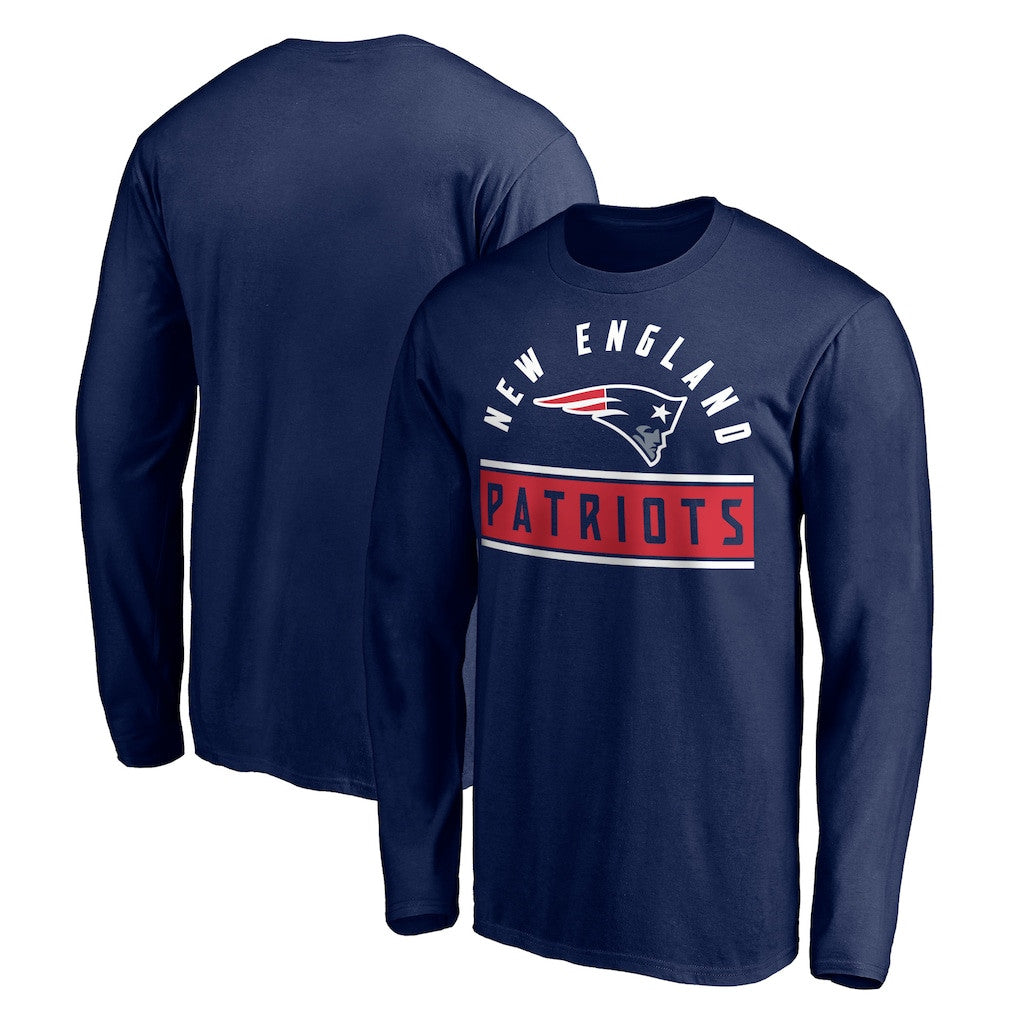 New England Patriots Team Arch Knockout Long Sleeve T-Shirt - Navy