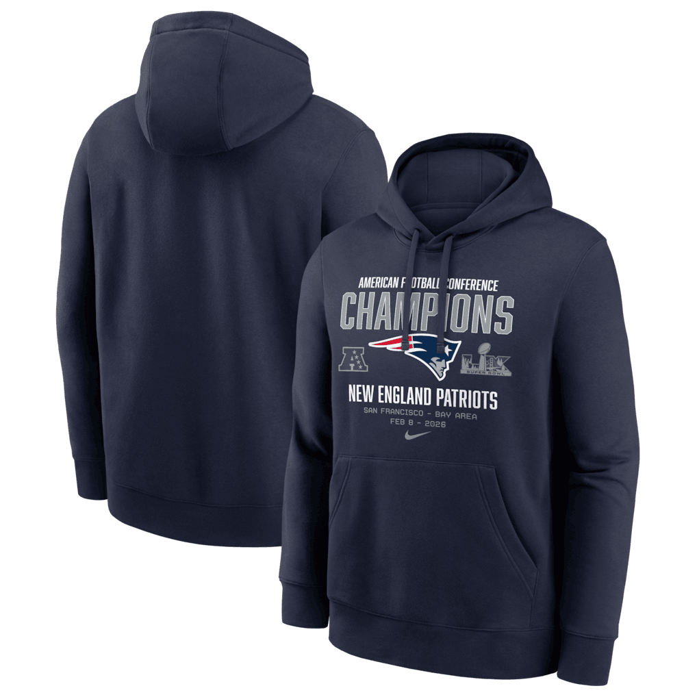 New England Patriots Nike 2025 AFC Champions Team Nation Hoodie - Navy