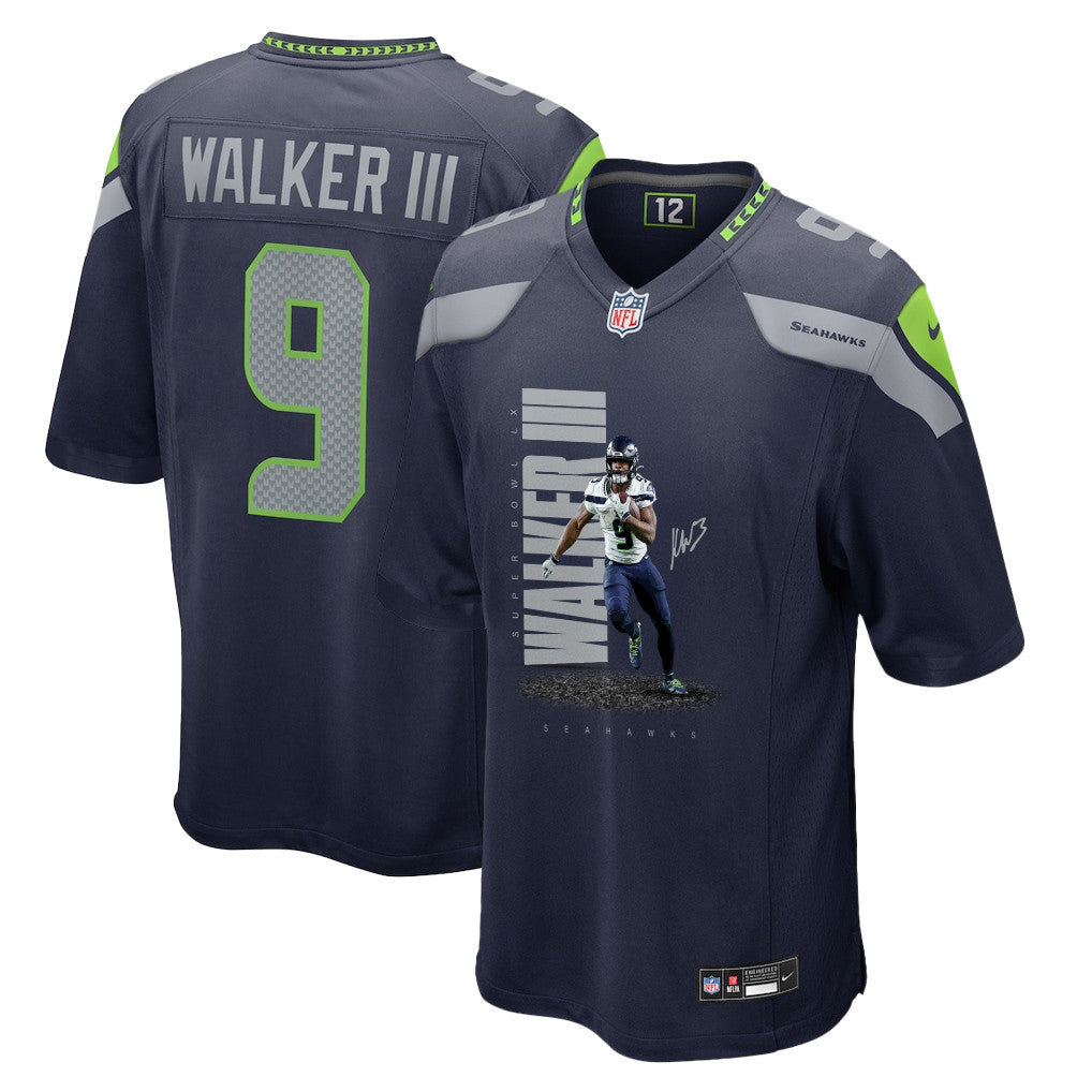 Kenneth Walker III 9 Seattle Seahawks Super Bowl LX Future Star Runner Jersey – Navy