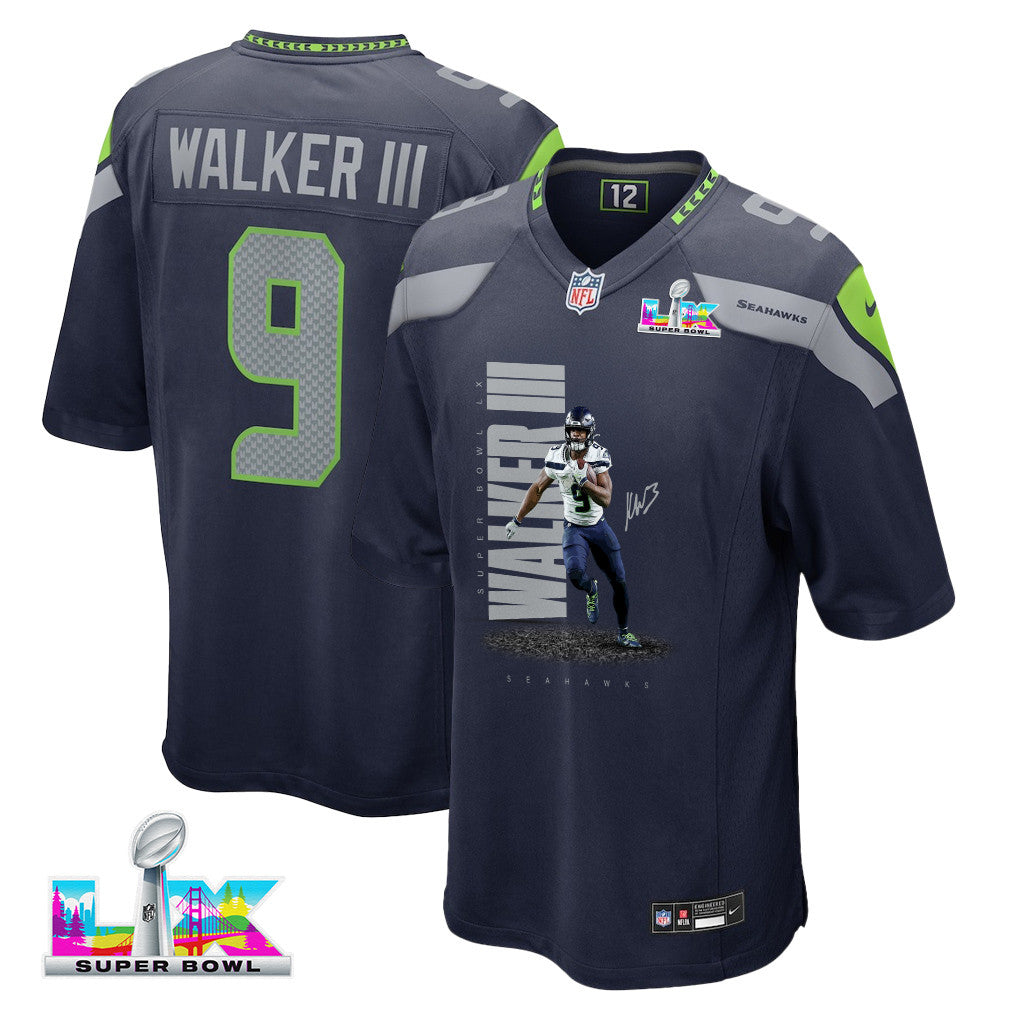 Kenneth Walker III 9 Seattle Seahawks Super Bowl LX Future Star Runner Jersey – Navy