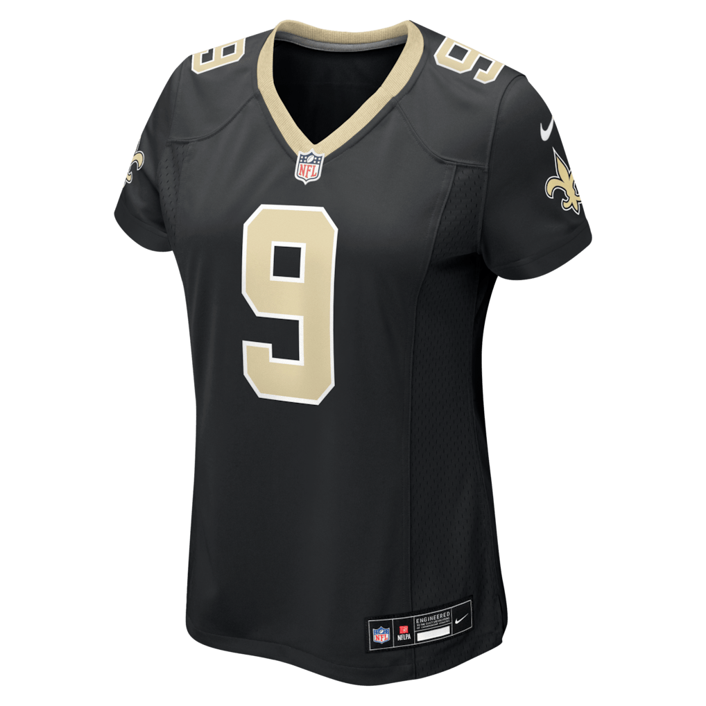 Drew Brees 9 New Orleans Saints Women's Team Game Jersey - Black