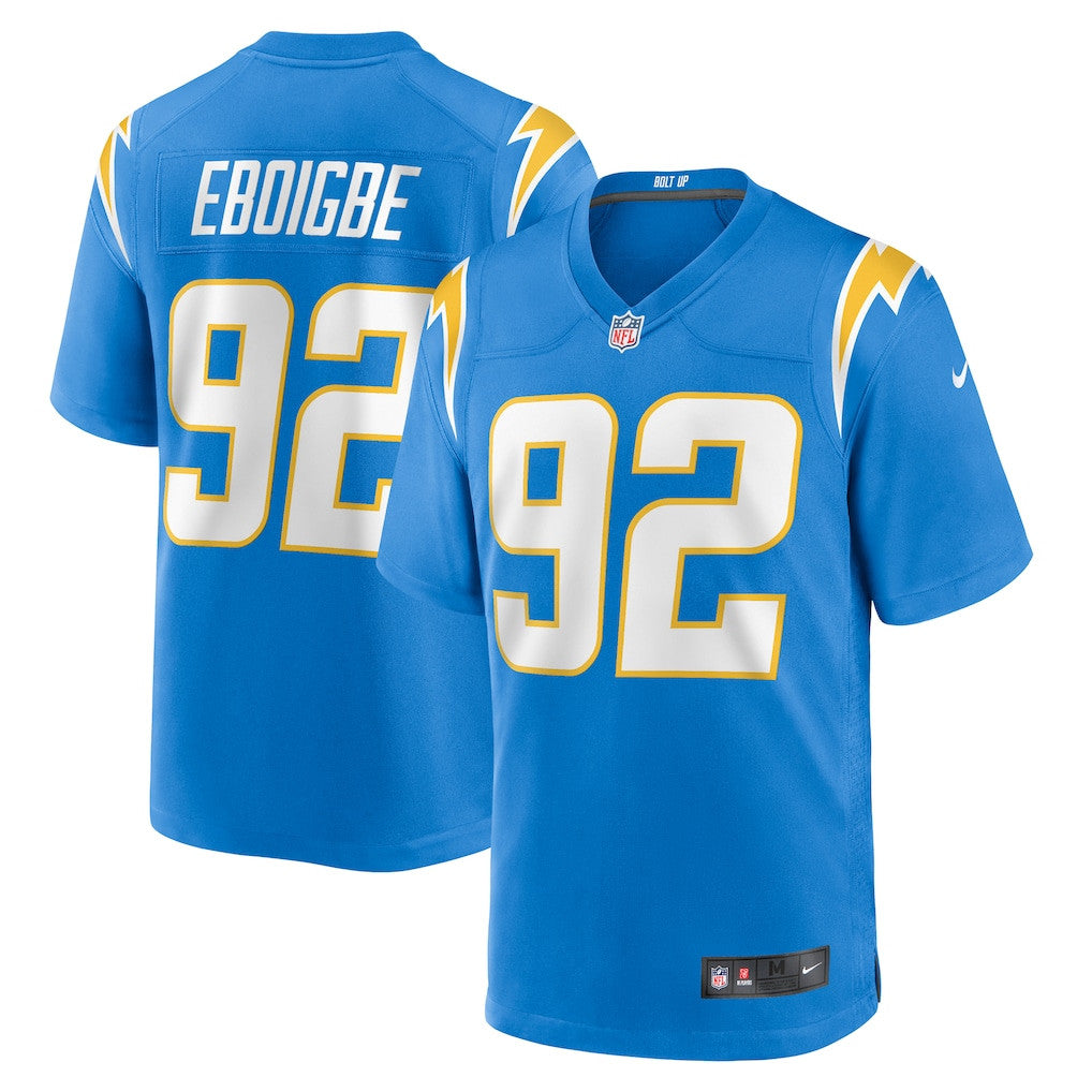Justin Eboigbe 92 Los Angeles Chargers Team Game Men Jersey - Powder Blue