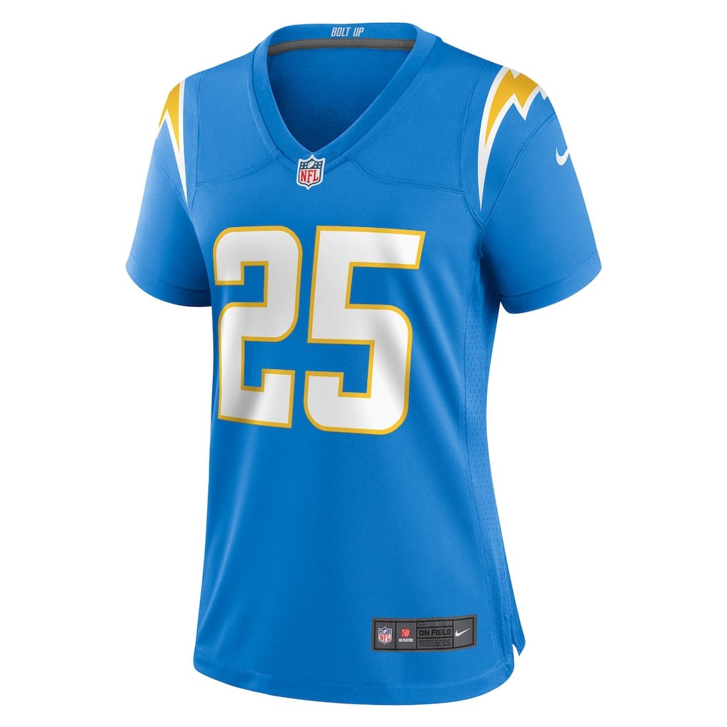 Junior Colson 25 Los Angeles Chargers Women's Team Game Jersey - Powder Blue