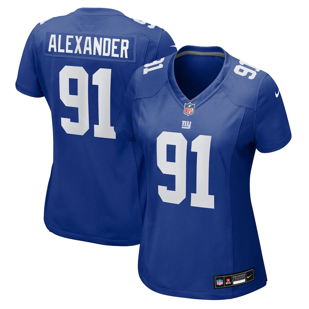 Darius Alexander 91 New York Giants Women's Team Game Jersey - Royal