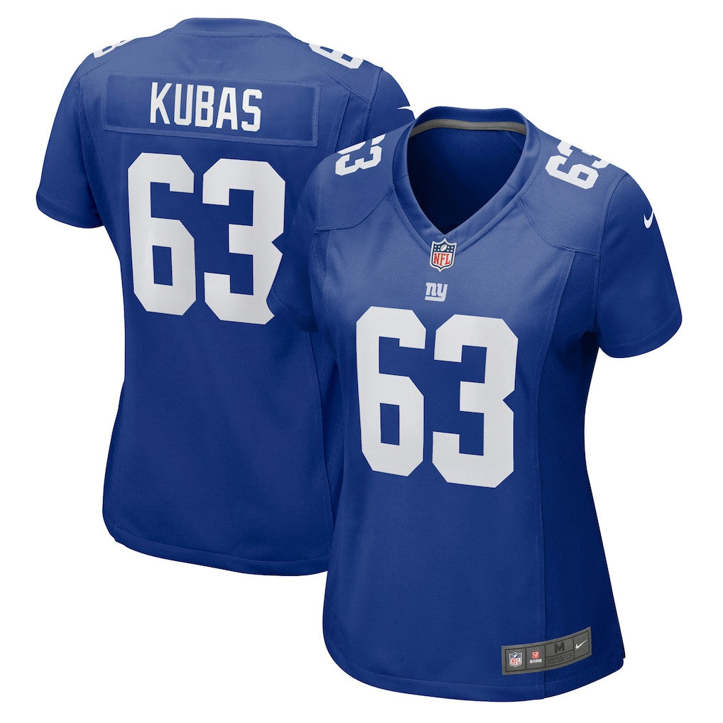 Jake Kubas 63 New York Giants Women's Team Game Jersey - Royal