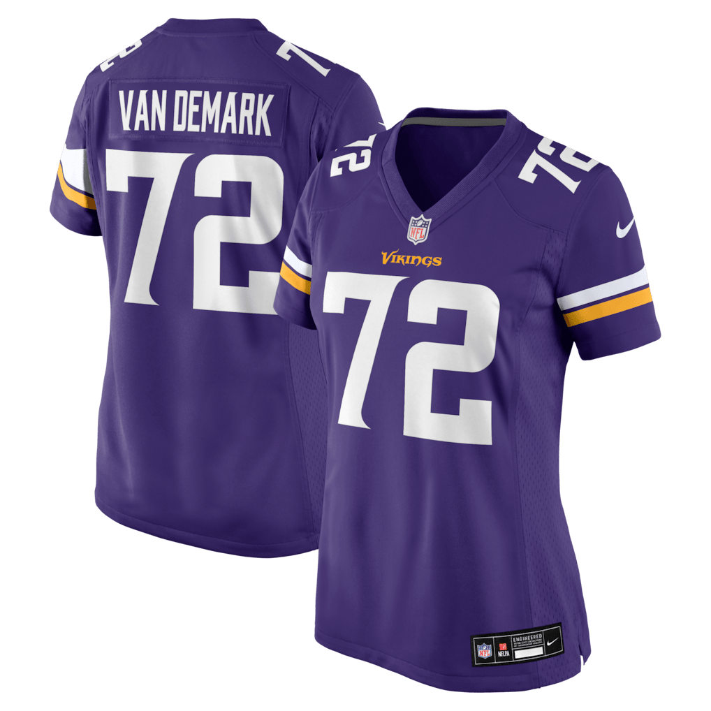 Ryan Van Demark 72 Minnesota Vikings Women's Team Game Jersey - Purple