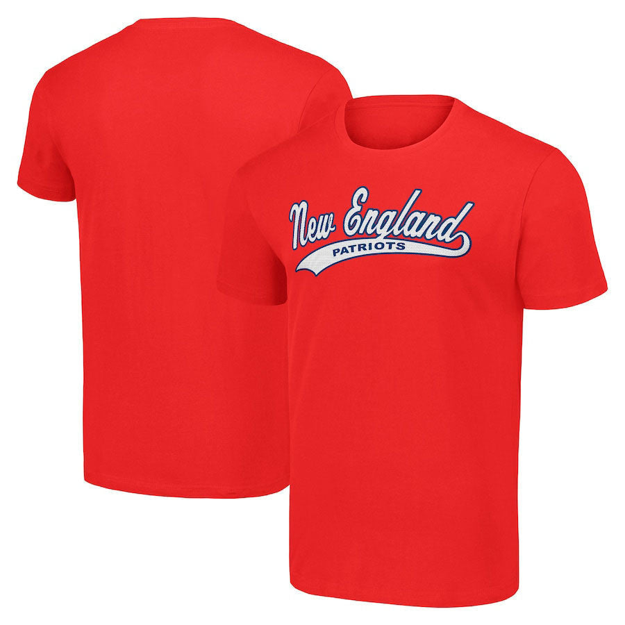 New England Patriots Short Sleeve T-shirt – Script Logo Print – Red