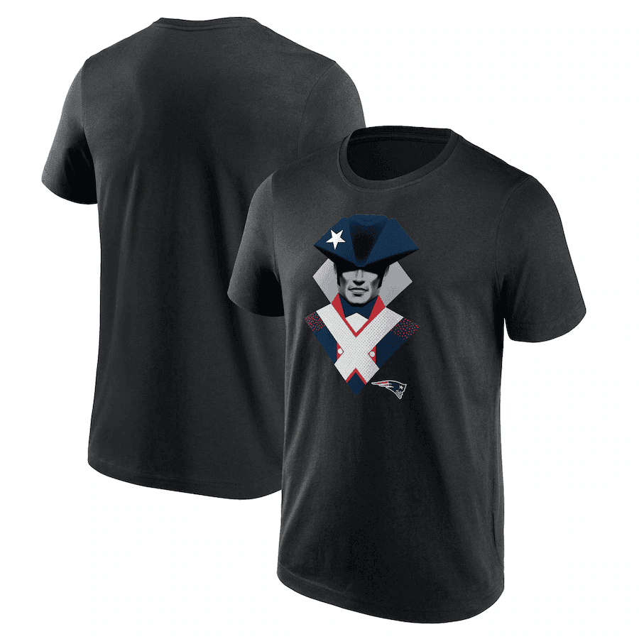 New England Patriots Black Core Stylized Patriot Graphic T-Shirt