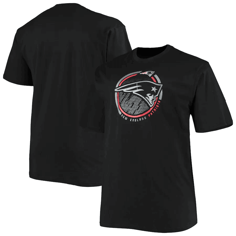 New England Patriots Black T-Shirt – Bold Circle Logo & Modern Graphic Print