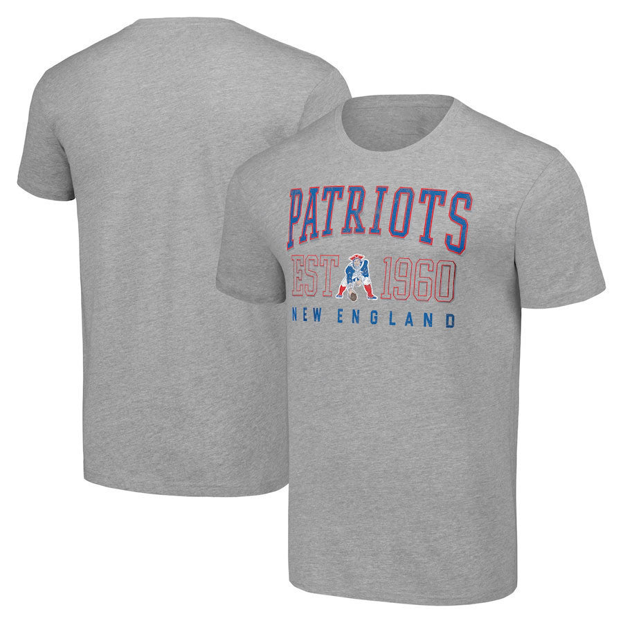 New England Patriots Distressed Logo Established T-Shirt - Heather Grey