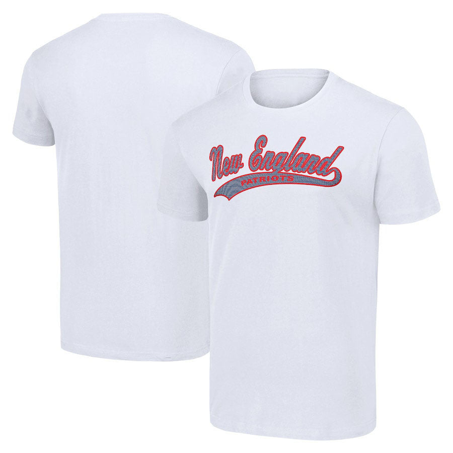 New England Patriots Short Sleeve T-shirt – Script Logo Print – White