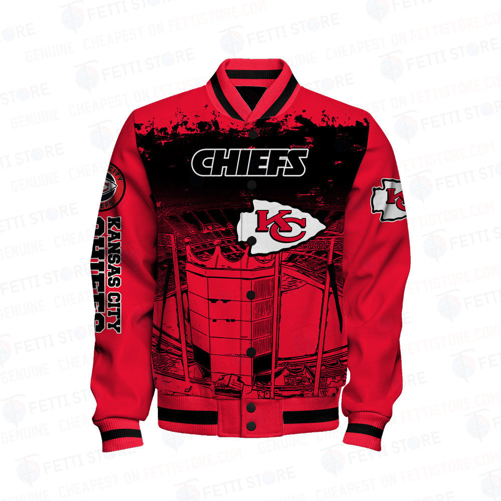 Kansas City Chiefs Skull Helmet Halloween Pattern Varsity Jacket - All-Over-Printed Jacket